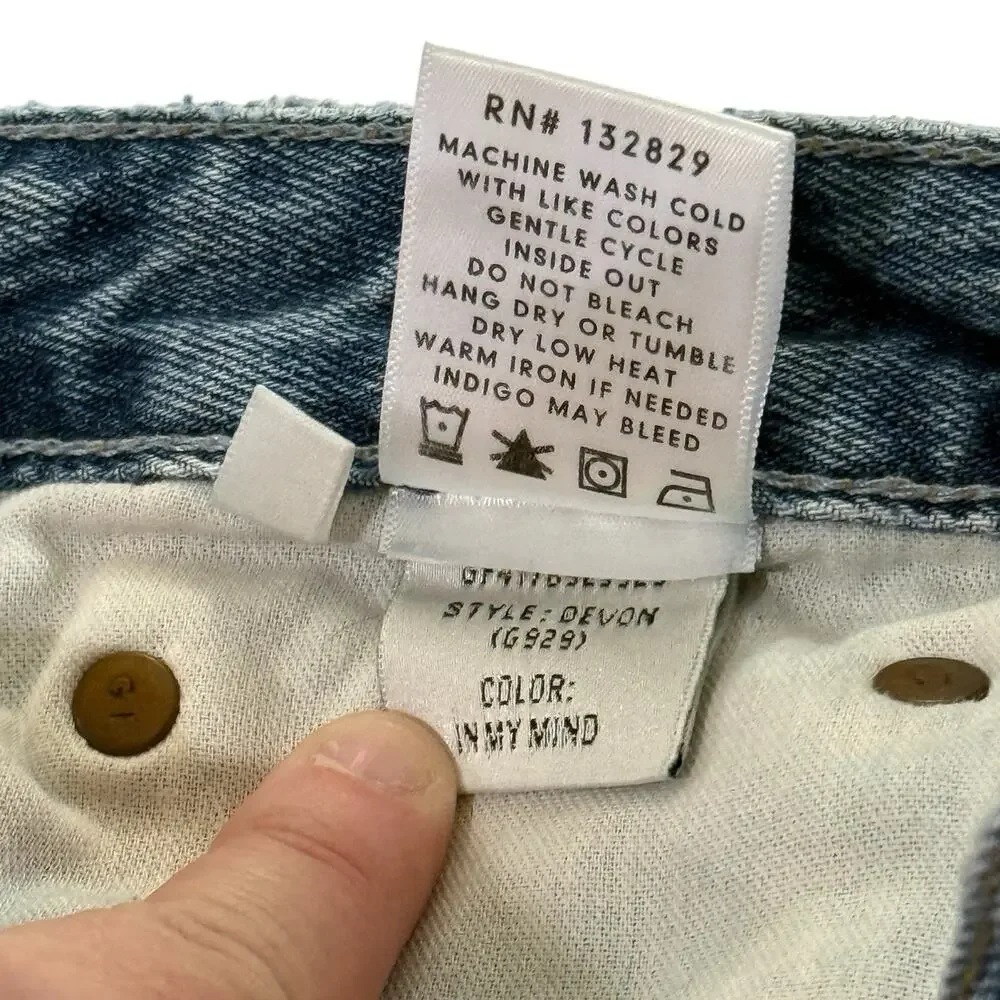 GRLFRND Devon Jeans 31 In My Mind Boyfriend High Rise Button Fly Cotton USA